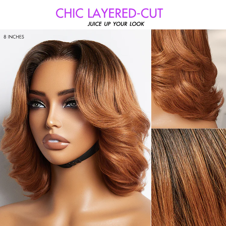 1 SEC INSTALL WIG | Elegant Boss Vibe Short Pixie Cut Ombre Ginger Glueless Minimalist HD Lace Wig Ready to Go Pre-cut Lace - Image 4