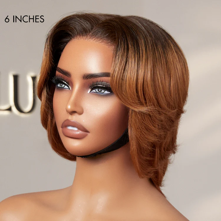 1 SEC INSTALL WIG | Elegant Boss Vibe Short Pixie Cut Ombre Ginger Glueless Minimalist HD Lace Wig Ready to Go Pre-cut Lace - Image 6