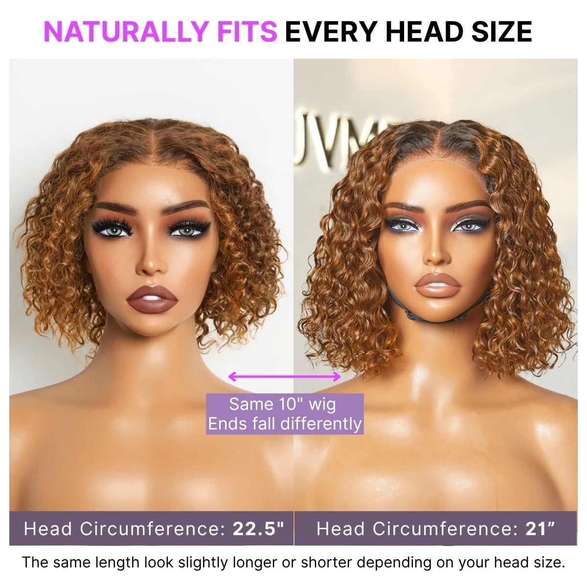Warm Caramel Brown / Natural Black Deep Curly Glueless 5x5 Closure Pre-Cut Lace Wig - Image 11