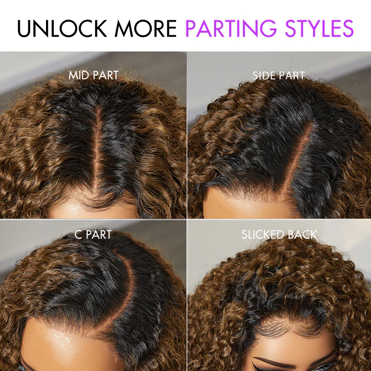 1 SEC INSTALL WIG | Sun-kissed Ombre Blonde Kinky Curly Glueless 5x5 Clouse Pre-Cut Lace Wig - US Only - Image 5