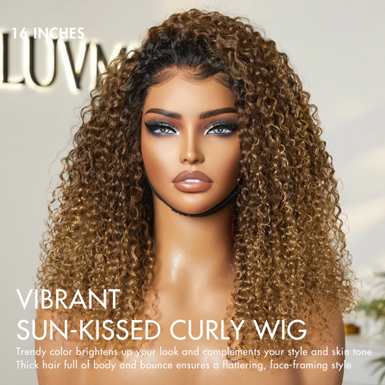 1 SEC INSTALL WIG | Sun-kissed Ombre Blonde Kinky Curly Glueless 5x5 Clouse Pre-Cut Lace Wig - US Only - Image 6