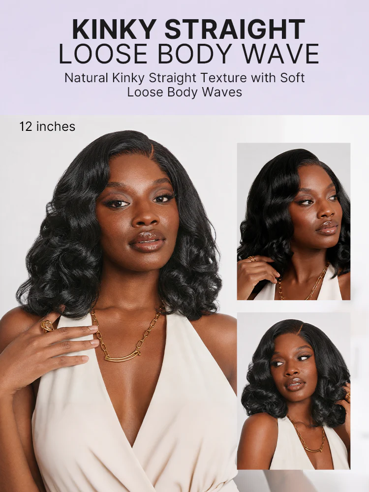180% Density Effortless Natural Black Kinky Straight 5x5 HD Lace Loose Wave Wig Pre-cut Lace - Image 2