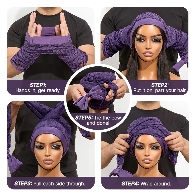 1PC Satin Wrap Bonnet for Long Hair, Frizz-Free Sleep & Effortless Waves by Morning | Add-on Item - Image 4