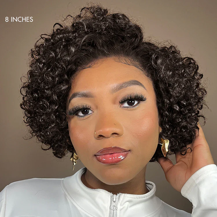 2 For $159.9 | 8 Inches Curly Minimalist Pre Cut HD Lace Wig + 10 Inches Yaki Straight Minimalist Lace Bob Wig - Image 2