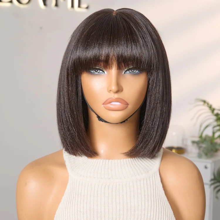 2 For $159.9 | 8 Inches Curly Minimalist Pre Cut HD Lace Wig + 10 Inches Yaki Straight Minimalist Lace Bob Wig - Image 5