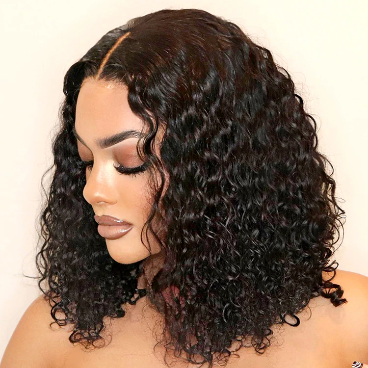 Casual Bouncy Curly 4x4 Closure Lace Glueless Mid Part Short Wig 100% Human Hair - Image 4