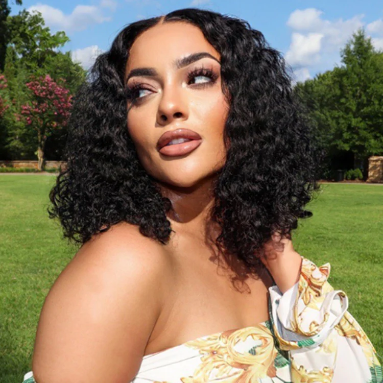Casual Bouncy Curly 4x4 Closure Lace Glueless Mid Part Short Wig 100% Human Hair - Image 5
