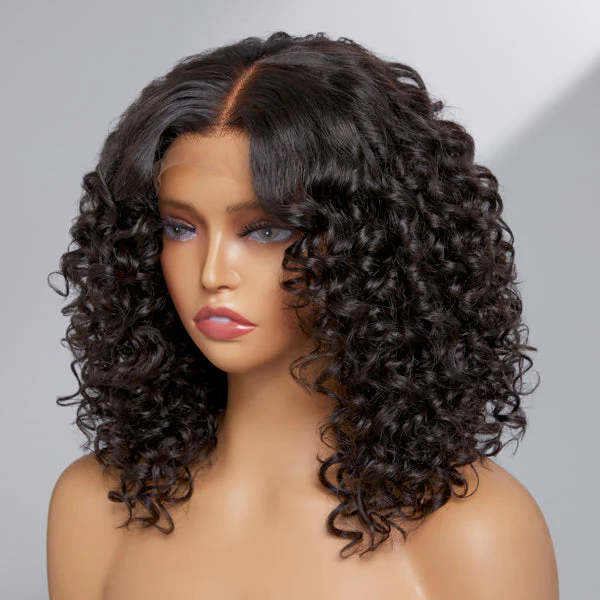 Casual Bouncy Curly 4x4 Closure Lace Glueless Mid Part Short Wig 100% Human Hair - Image 7