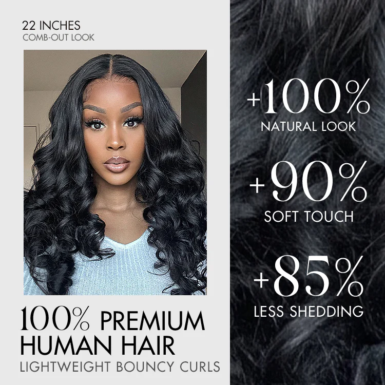 Luvme Hair 180% Density | Natural Black Loose Body Wave 5x5 Closure HD Lace Glueless Mid Part Long Wig | Large & Small Cap Size - US Only - Image 3