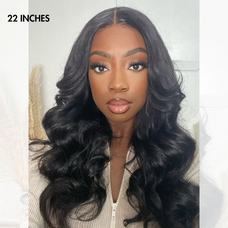 Luvme Hair 180% Density | Natural Black Loose Body Wave 5x5 Closure HD Lace Glueless Mid Part Long Wig | Large & Small Cap Size - US Only - Image 4