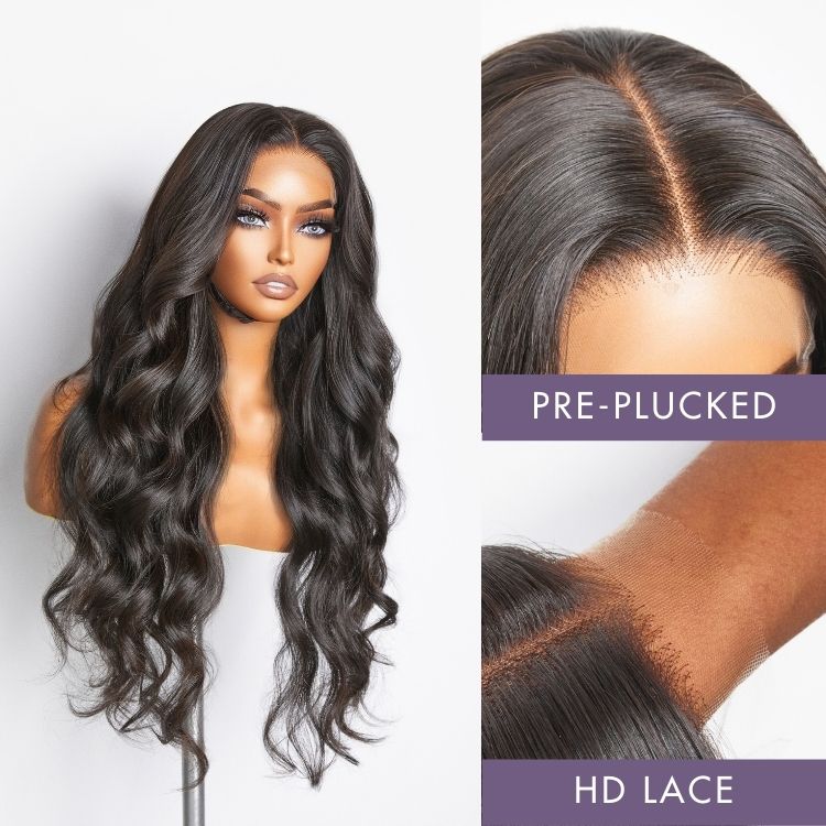 Luvme Hair 180% Density | Natural Black Loose Body Wave 5x5 Closure HD Lace Glueless Mid Part Long Wig | Large & Small Cap Size - US Only - Image 6