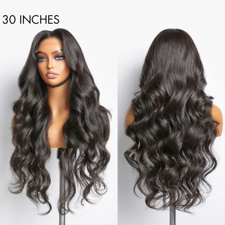 Luvme Hair 180% Density | Natural Black Loose Body Wave 5x5 Closure HD Lace Glueless Mid Part Long Wig | Large & Small Cap Size - US Only - Image 7
