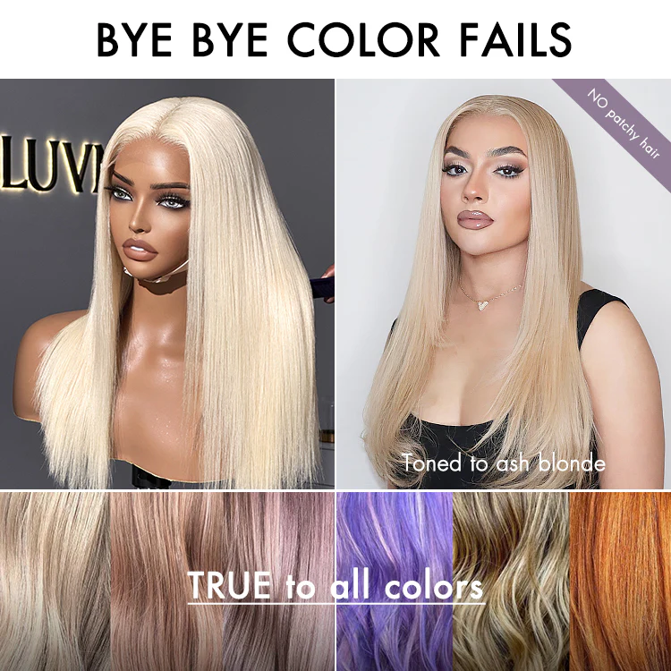 PreMax Wigs - 180% Density Easily Redyed 613 Silky Straight 5x5 Closure HD Lace Glueless Mid Part Long Wig Pre-cut & Plucked & Bleached - Image 2