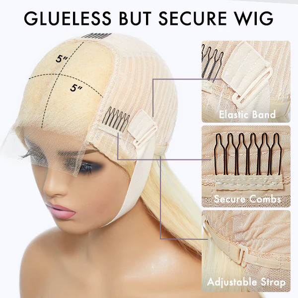 PreMax Wigs - 180% Density Easily Redyed 613 Silky Straight 5x5 Closure HD Lace Glueless Mid Part Long Wig Pre-cut & Plucked & Bleached - Image 9