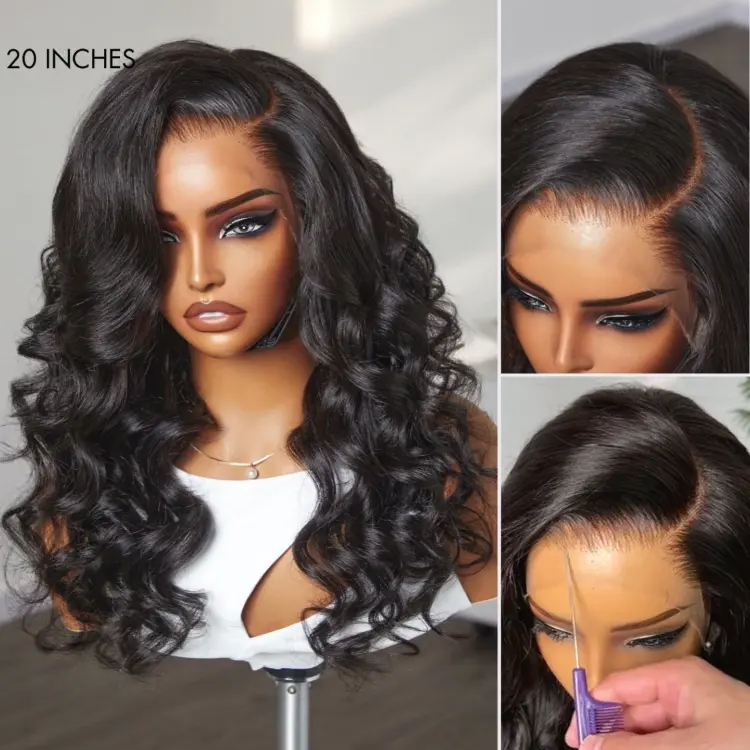 AiryFit™ Scalp Care Wigs - Deep Parting Loose Body Wave Human Hair Wig 11x6 Frontal HD Lace Glueless Wig - Image 5
