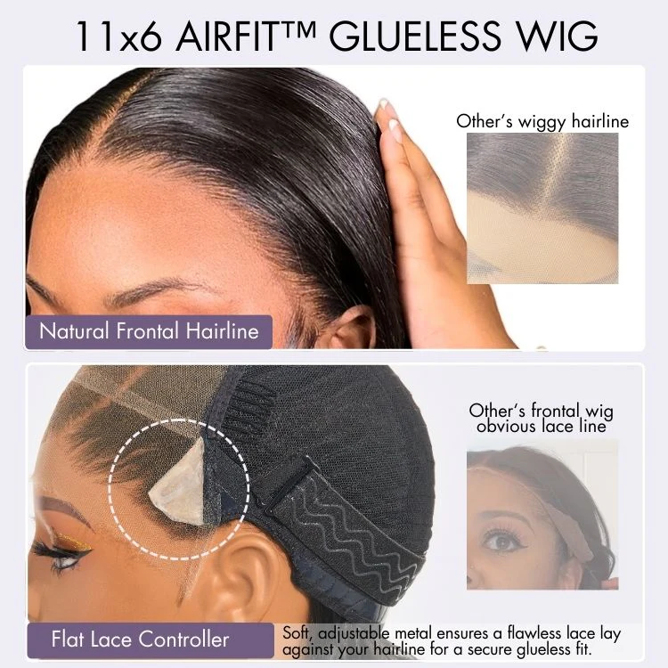 AiryFit™ Scalp Care Wigs - Deep Parting Water Wave Human Hair Wig Glueless 11x6 Frontal HD Lace Curly Wig - Image 6