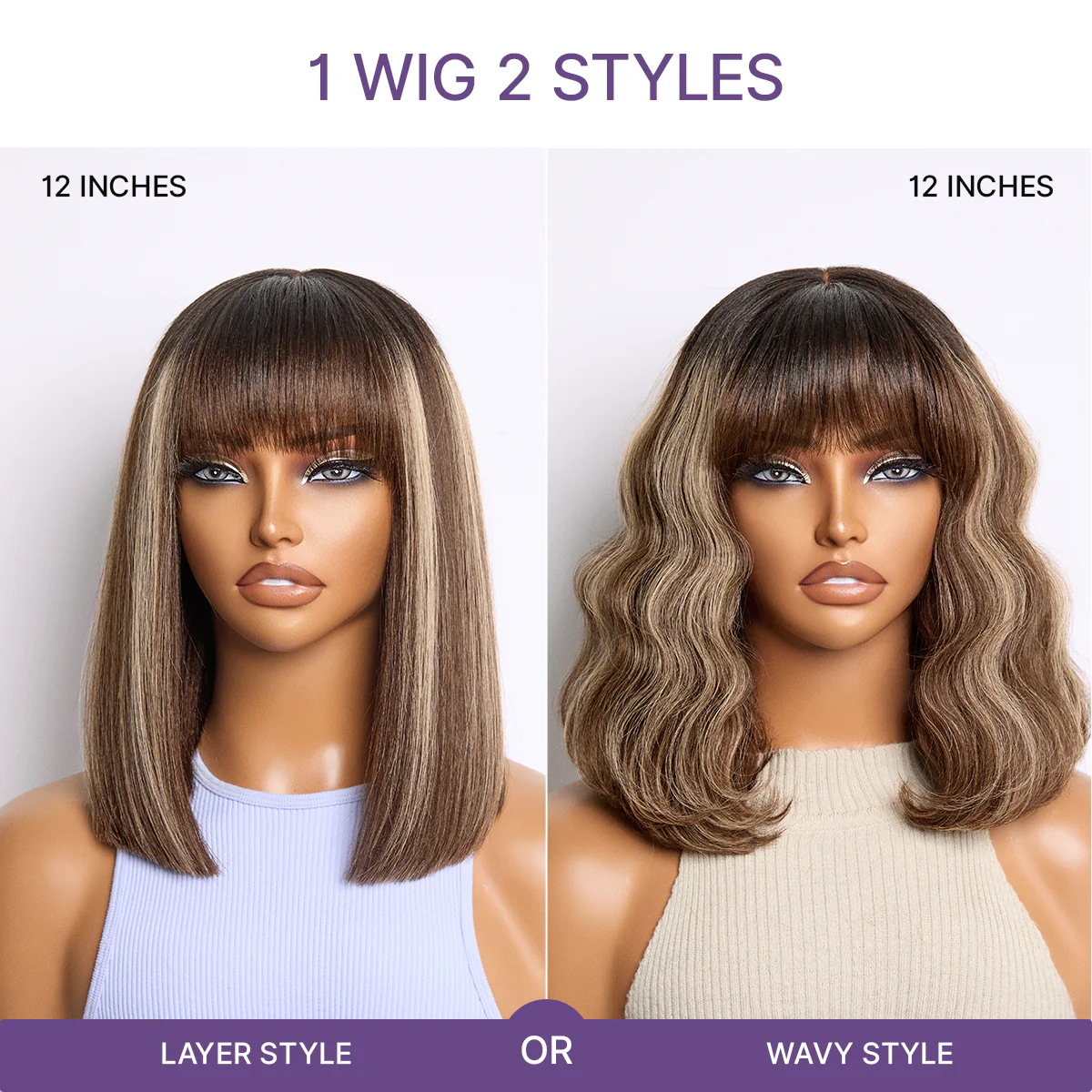 Beginner Friendly Honey Blonde Highlight Yaki Blunt Cut Bob Glueless Minimalist Lace Bob Wig with Bangs - Image 7