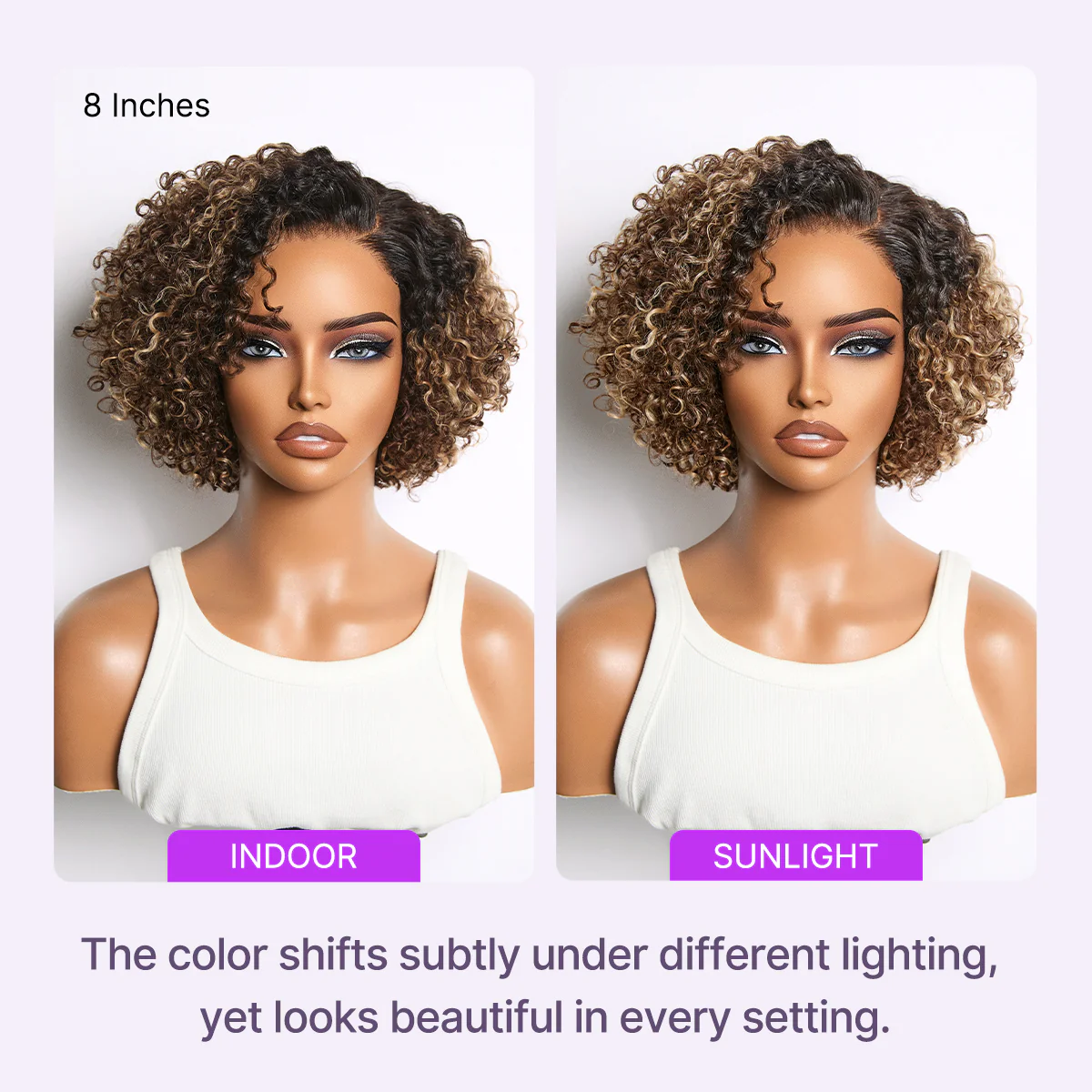 Blonde Highlight Short Cut Kinky Curly Minimalist HD Lace Glueless Wig Pre-Cut Lace - Image 10