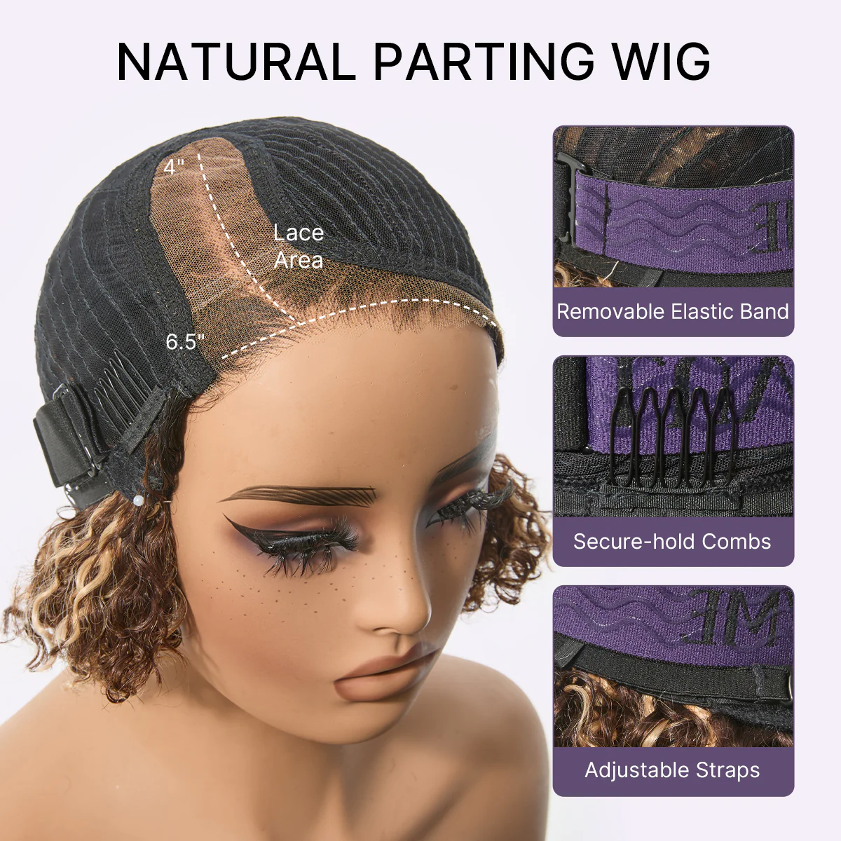 Blonde Highlight Short Cut Kinky Curly Minimalist HD Lace Glueless Wig Pre-Cut Lace - Image 7