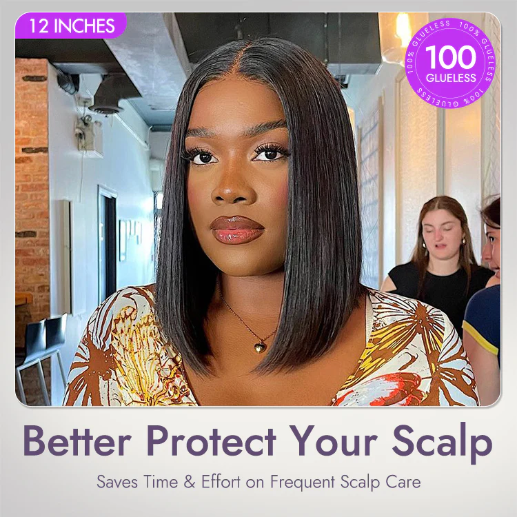 Glueless 4x4 Closure Undetectable HD Lace Bob Wig 100% Human Hair | Pre-bleached Knots - US Only - Image 5