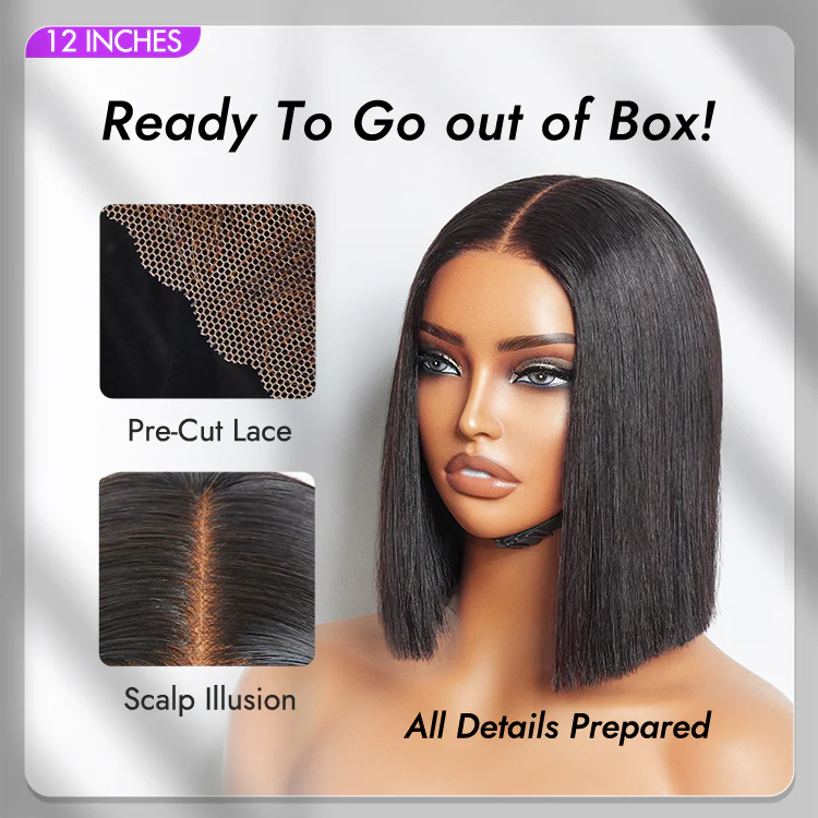 Luvme Hair 180% Density Beginner Friendly Glueless Silky Blunt Cut 4x4 Closure Bob Wig 100% Human Hair | Upgraded 2.0 - US Only - Image 5