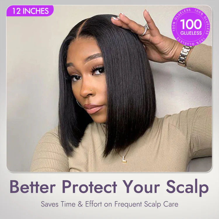 Luvme Hair 180% Density Beginner Friendly Glueless Silky Blunt Cut 4x4 Closure Bob Wig 100% Human Hair | Upgraded 2.0 - US Only - Image 6