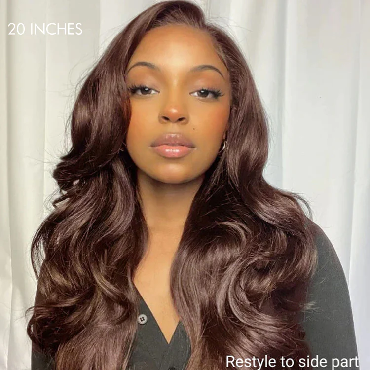 Chestnut Brown Loose Wave 5x5 Closure Lace Glueless Mid Part Long Wig 100% Human Hair - US Only - Image 5