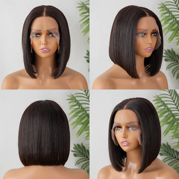 Pre-bleached Glueless Middle Part Wide T Lace Bob Wig 100% Human Hair | Easy & Daily- US Only - Image 3