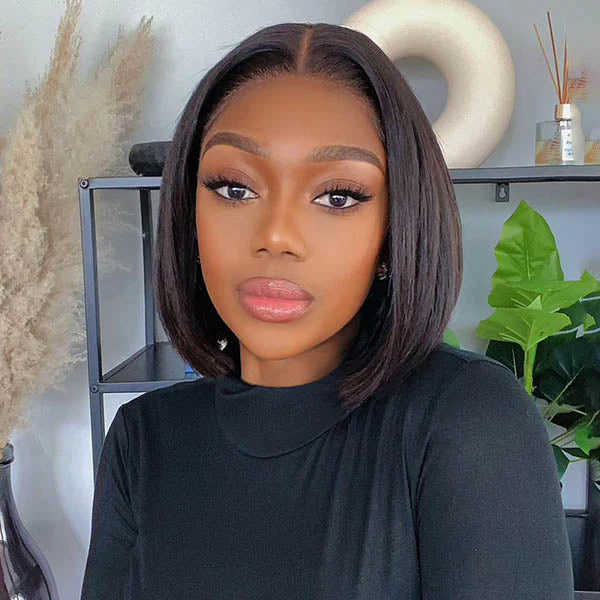Pre-bleached Glueless Middle Part Wide T Lace Bob Wig 100% Human Hair | Easy & Daily- US Only - Image 5