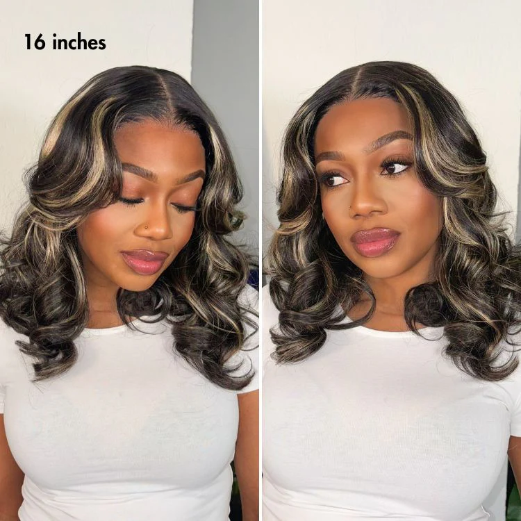 Curtain Bangs Blonde Highlight Loose Wave Glueless 5x5 Closure Pre-Cut Lace Wig All Head Sizes Fit Cap - US Only - Image 5