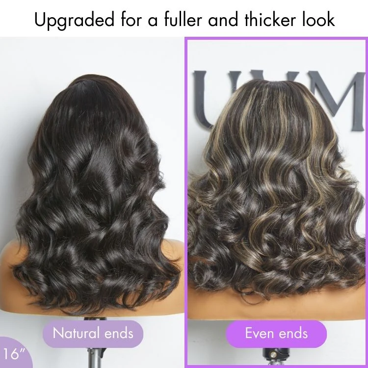 Curtain Bangs Blonde Highlight Loose Wave Glueless 5x5 Closure Pre-Cut Lace Wig All Head Sizes Fit Cap - US Only - Image 6