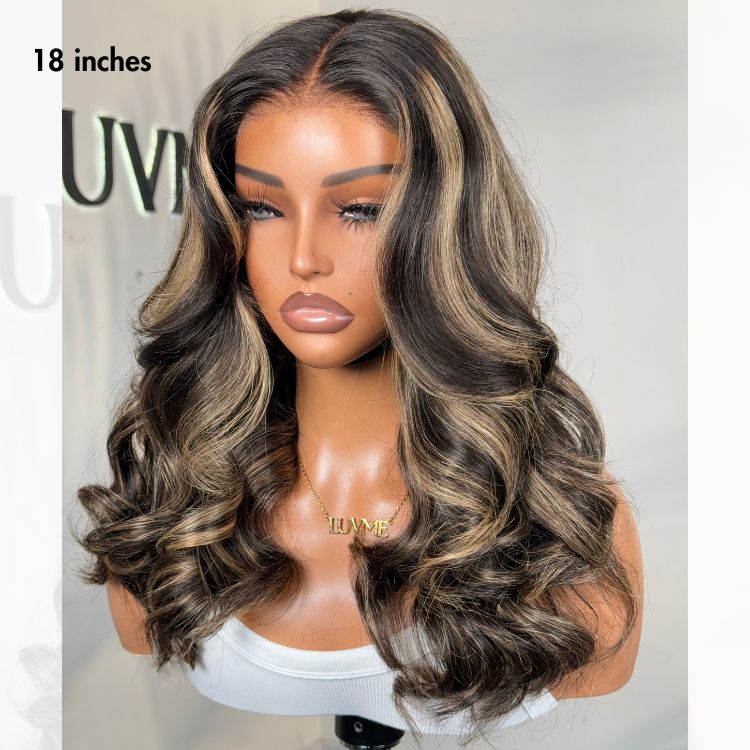 Curtain Bangs Blonde Highlight Loose Wave Glueless 5x5 Closure Pre-Cut Lace Wig All Head Sizes Fit Cap - US Only - Image 7