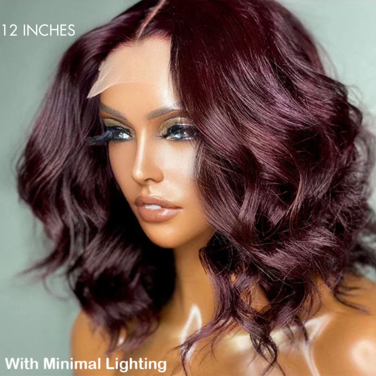 Dark Plum 99J Hair Color Wig Loose Wave Minimalist HD Lace Glueless Mid Part Short Wig - US Only - Image 7