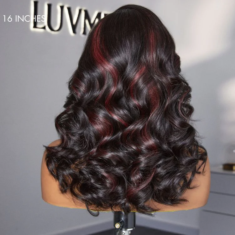 Dark Red Highlights C Part Loose Wave Glueless 5x5 Closure Lace Wig Ready to Go - US Only - Image 5