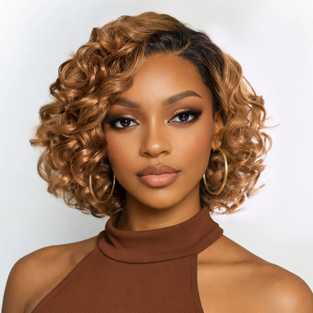 Dark Root Ombre Brown Mature Bouncy Loose Wave Glueless Minimalist HD Lace Wig Ready to Go - Image 2