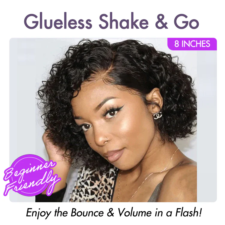 EasyGlam™ Trendy Short Cut Curly Minimalist HD Lace Glueless Side Part Wig 100% Human Hair Pre-Cut Lace - Image 2