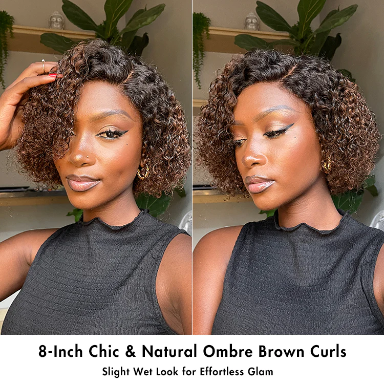 EasyGlam™ Trendy Short Cut Curly Minimalist HD Lace Glueless Side Part Wig 100% Human Hair Pre-Cut Lace - Image 9