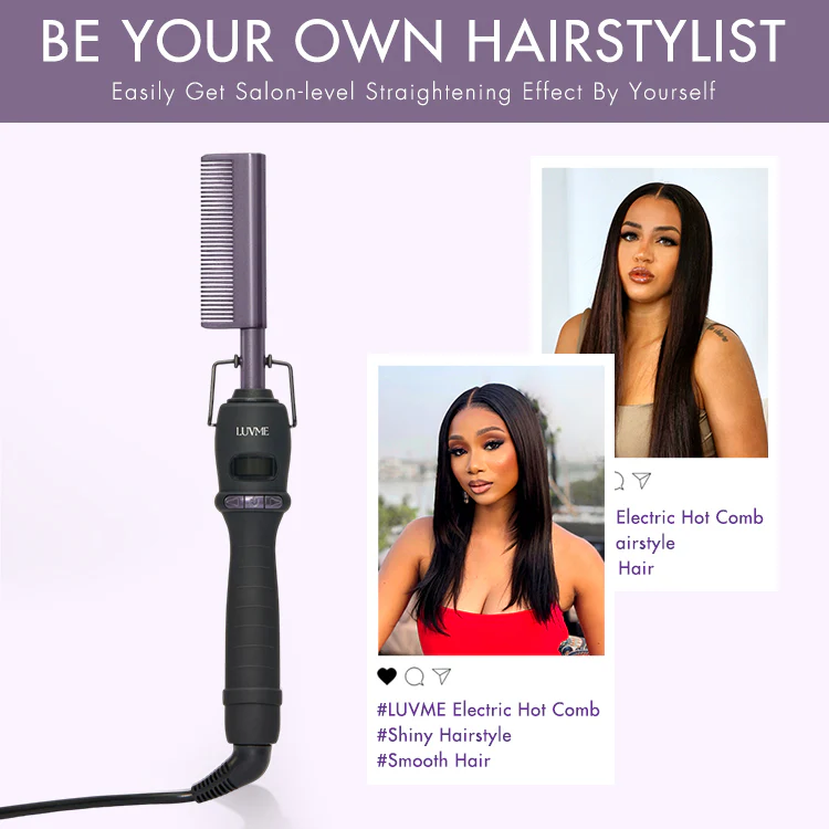 Electric Hot Comb with US Plug  for Wigs and Natural Hair, 30s Fast Heating & Adjustable Temp | Add-on Item - Image 5