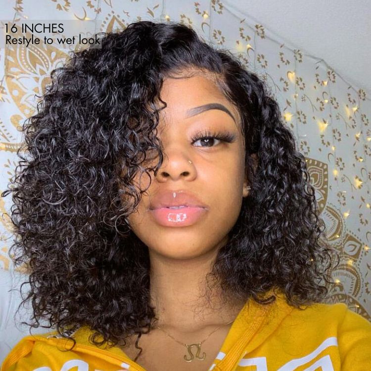 180% Density Face-Framing Trendy Curly Wig Glueless Ear-to-ear Wide T Lace Front Wig Human Hair Pre-Cut Lace - Image 6