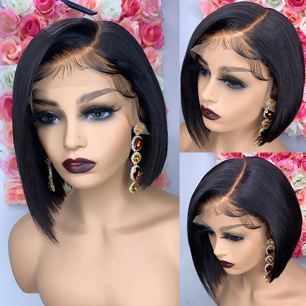 Gorgeous Side Part Short Cut 13x4 Frontal Lace Wig No Baby Hair - Image 5