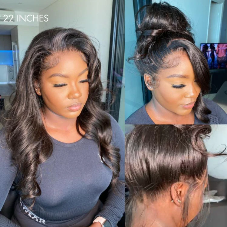 Special Deal | Luvme Hair Full Lace Classy Natural Black Body Wave / Straight Free Parting Half Up Half Down Wig - Image 4