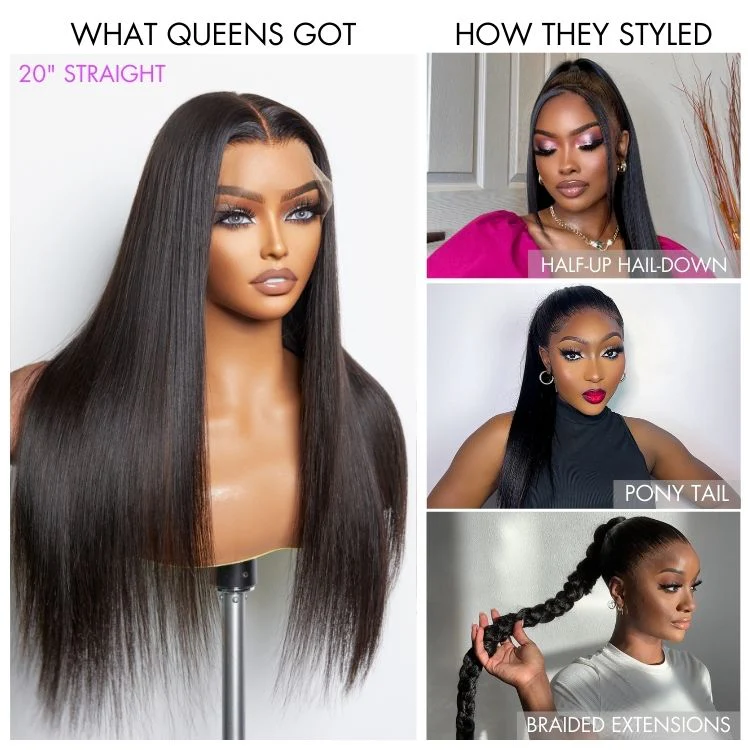 Special Deal | Luvme Hair Full Lace Classy Natural Black Body Wave / Straight Free Parting Half Up Half Down Wig - Image 5