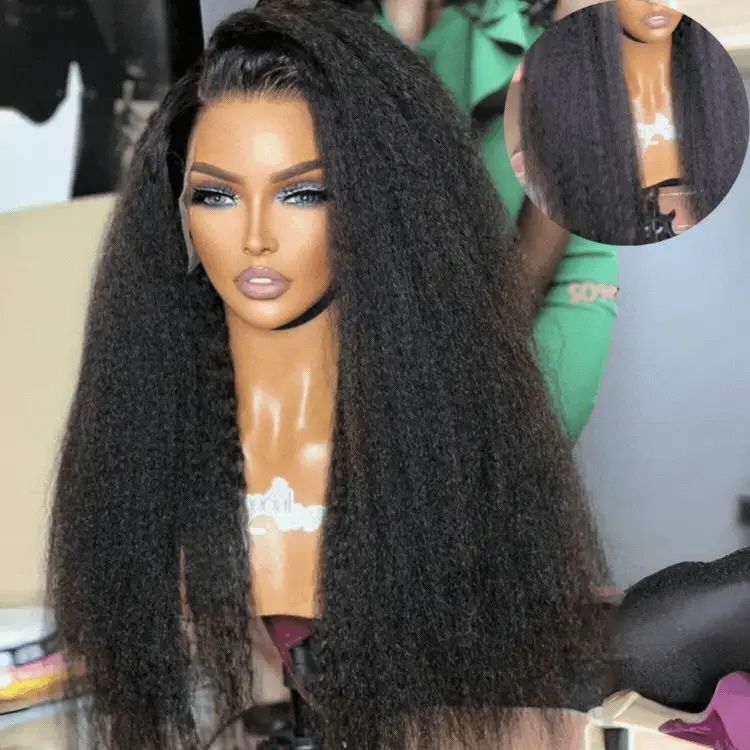 Natural Kinky Straight Glueless 5x5 / 13x4 HD Lace Long Wig 100% Human Hair - US Only - Image 7