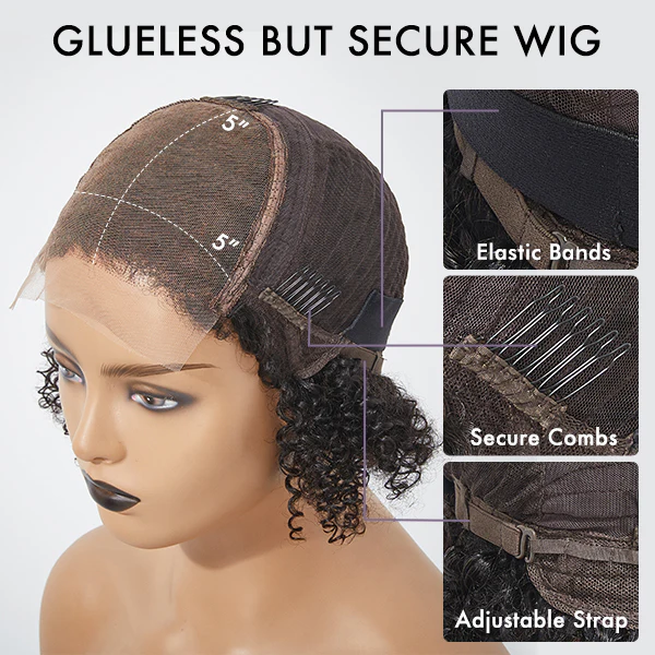 Go Natural Ease | Breathable Cap Natural Bouncy Fluffy Jerry Curl Glueless 5x5 Closure Lace Wig - US Only - Image 6