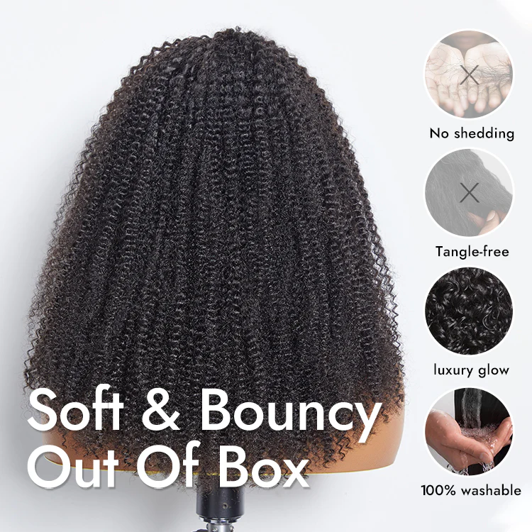 Natural Black Jerry Curly No Lace Glueless Free Part Long Headband Wig 100% Human Hair (Get Free Trendy Headbands) - Image 6