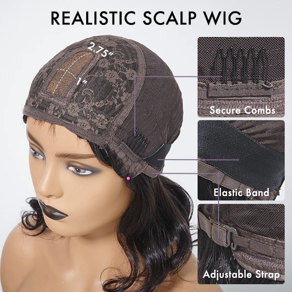 Lightweight Sun-kissed Vibe Blonde Short Cut Water Wave Glueless Minimalist Lace Curly Wig with Bangs - Image 6