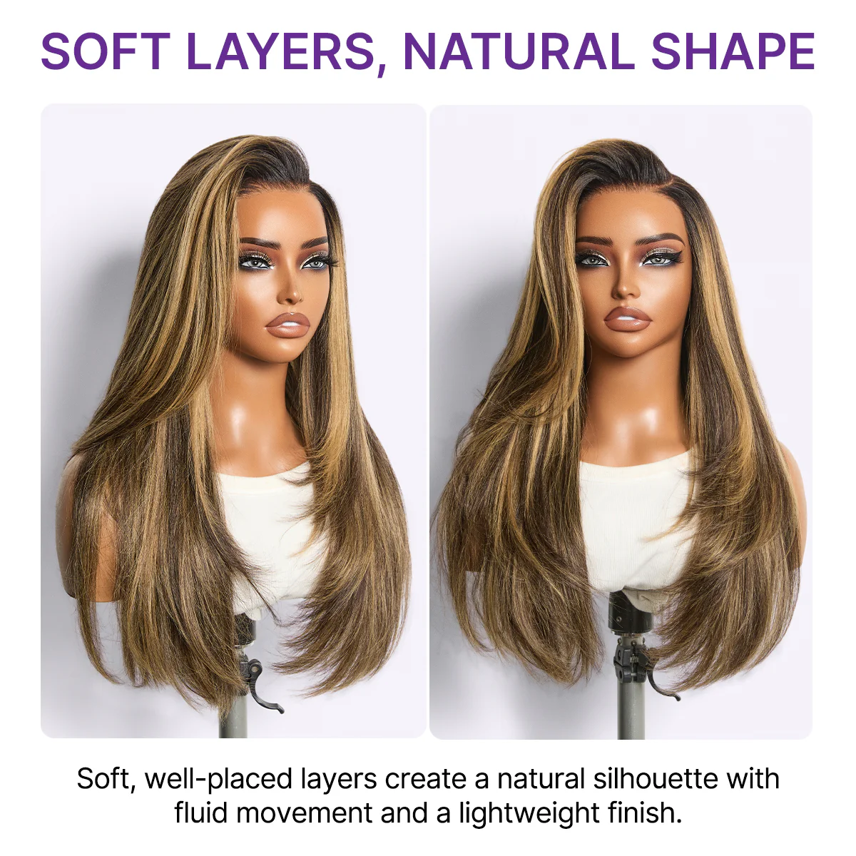 Luvme All-Day Comfort Wig 180% Density Blonde Highlight Butterfly Cut Layered Light Yaki Straight Glueless 7x6 Closure HD Lace Wig Pre-Cut Lace - Image 5