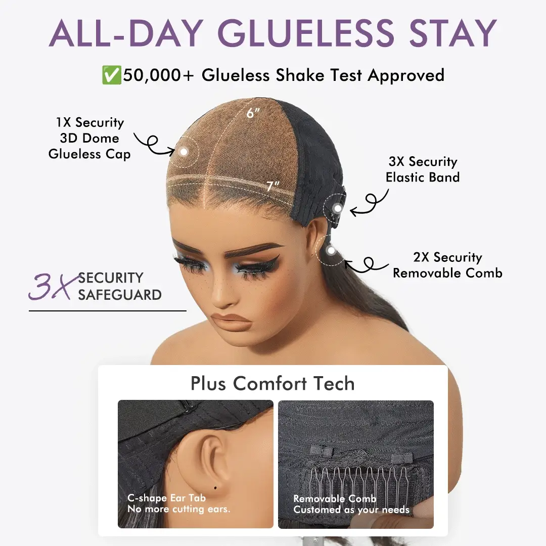 Luvme All-Day Comfort™ Wig 180% Density Ombre Brown Butterfly Cut Layered Light Yaki Straight Glueless 7x6 Closure HD Lace Short Wig Pre-Cut Lace - Image 8