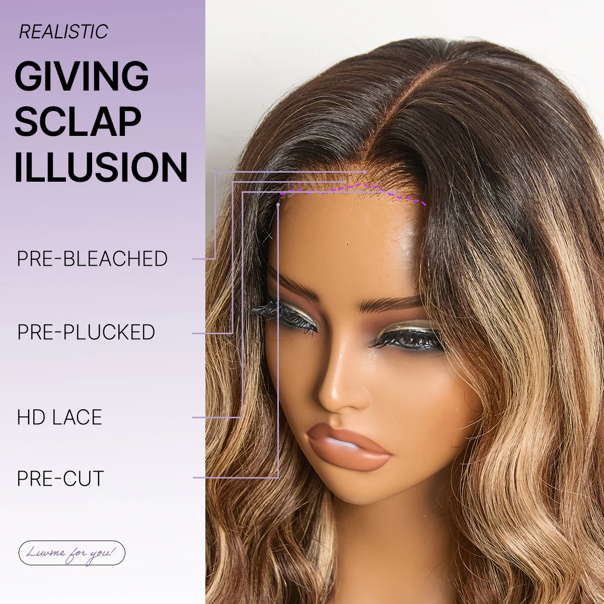 Luvme All-Day Comfort Wig 180% Density PartingMax Glueless 7x6 Closure HD Lace Blonde Highlight Loose Wave Wig Pre-Cut Lace - Image 7