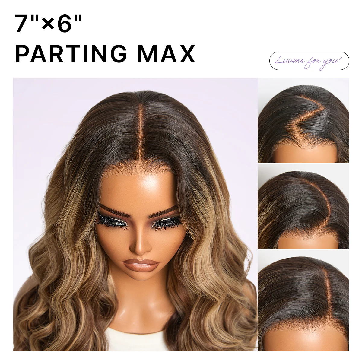 Luvme All-Day Comfort Wig 180% Density PartingMax Glueless 7x6 Closure HD Lace Blonde Highlight Loose Wave Wig Pre-Cut Lace - Image 9